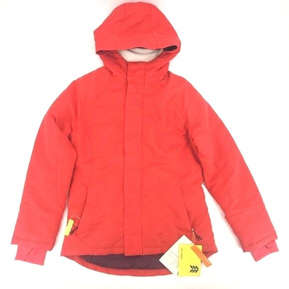 All In Motion Cold Weather Jacket Size XS Extra Small Womens Red Puffer Hooded - Picture 1 of 10